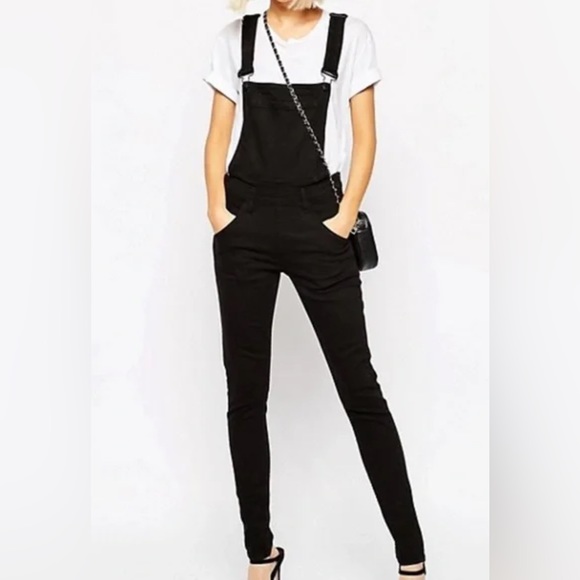 ASOS Cheap Monday High Rise Black Skinny Overalls - Picture 2 of 4